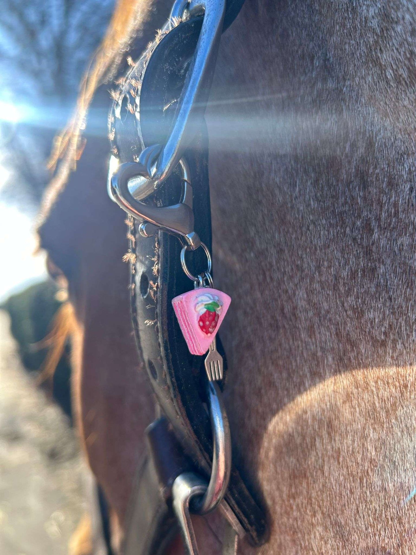 Strawberry Cake Slice Equestrian Charm