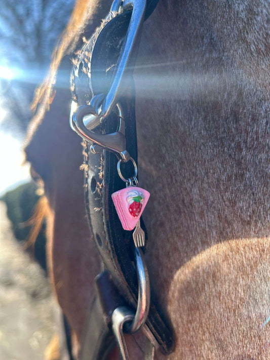 Strawberry Cake Slice Equestrian Charm
